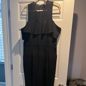 Express Black Lace Yoke Cold-Shoulder Jumpsuit